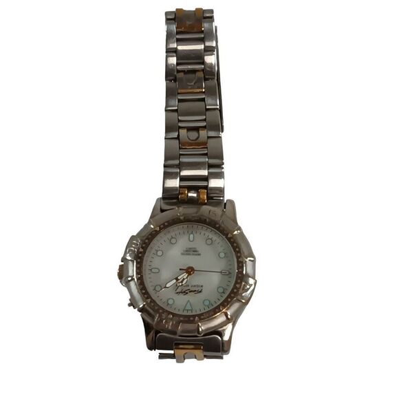 Vtg Freestyle Diver Watch Women Silver Tone Night Vision Date 100M New Battery - Picture 4 of 7